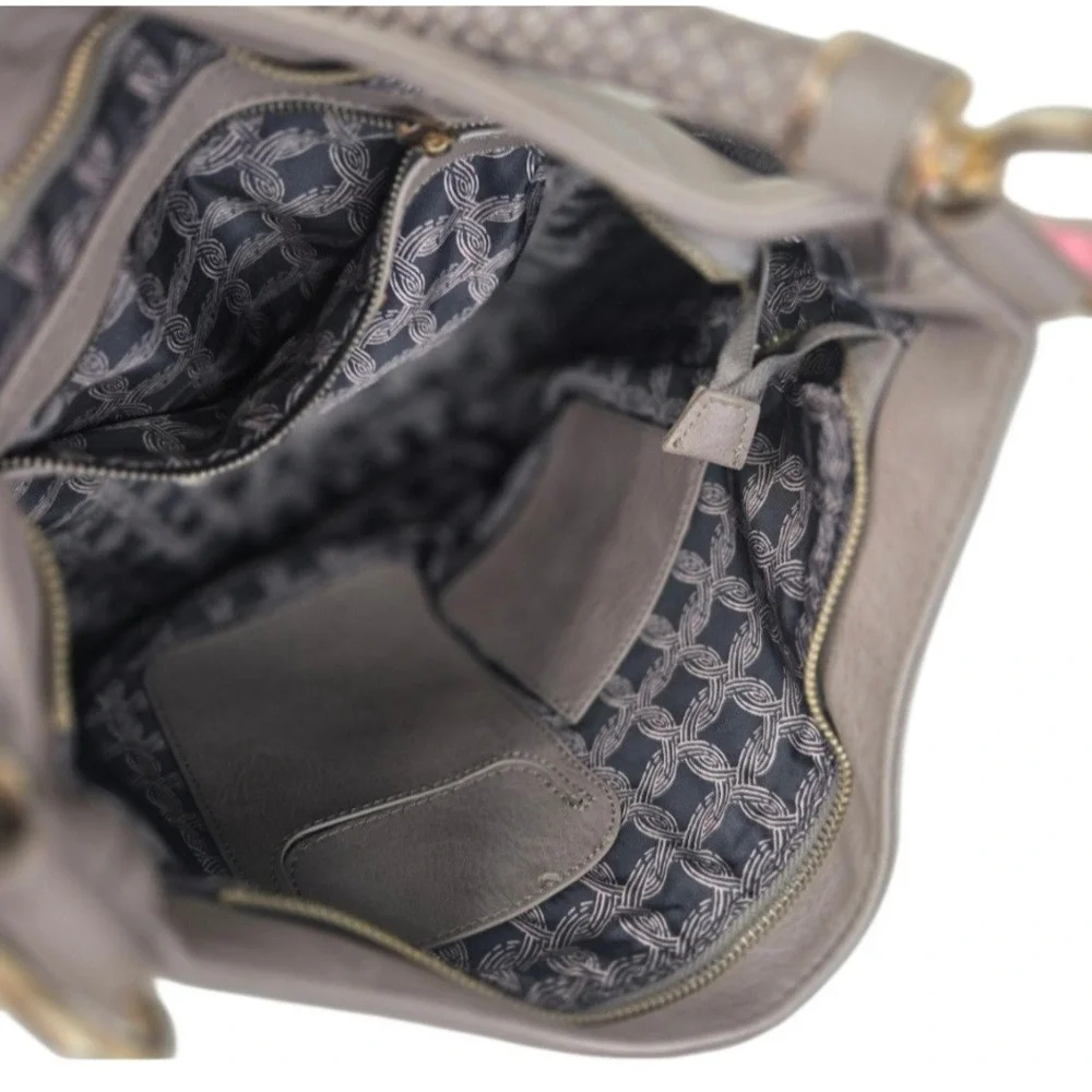 Miztique Gray Faux Leather Hobo Bag Large Braided Handle Western Vegan Everyday